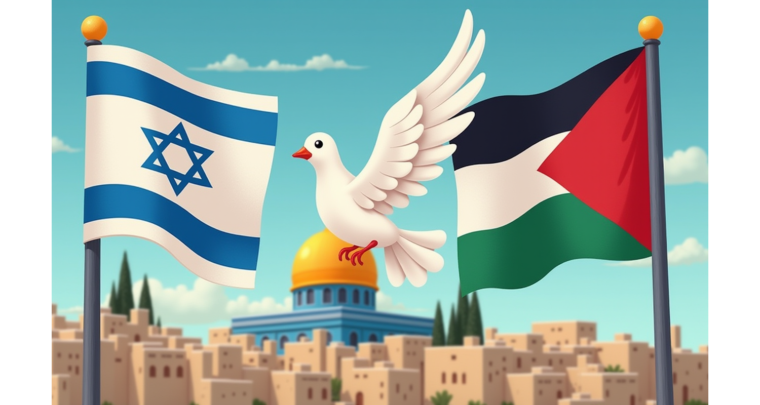 Dove of peace symbolizing hope and understanding in Jewish-Palestinian relations