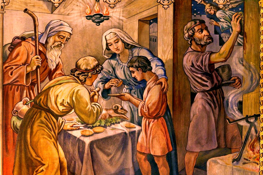 Ancient Jerusalem depiction with Passover celebration